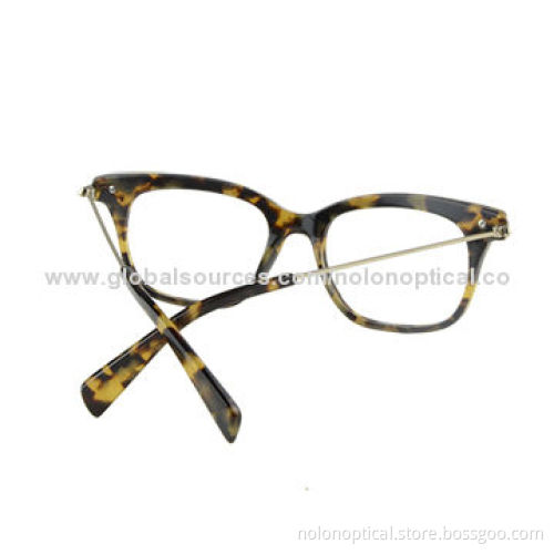 Reading Glasses, Brown Tort, Yellow Thin Metal Arms, Designer Optical Frames